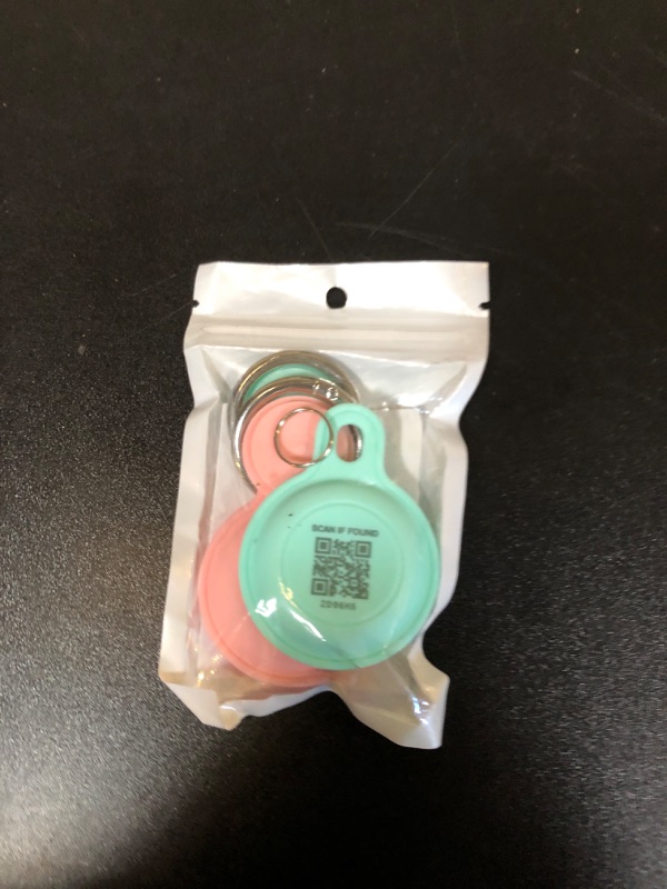 Photo 2 of 2 Pack AirTag Holder - Silicone AirTag Keychain - Waterproof Apple Air Tag Case with QR Code Tag - Scratch-Resistant - Shockproof - Protective AirTags Accessories for Luggage, Keys, Kids, Bags, Pets