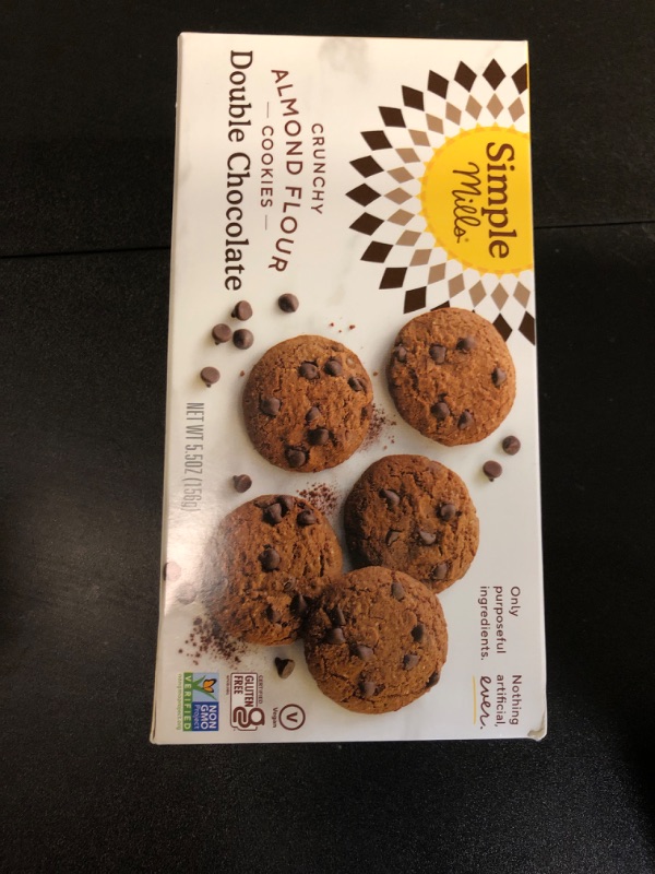 Photo 2 of Simple Mills Almond Flour Crunchy Cookies, Double Chocolate Chip - Gluten Free, Vegan, Healthy Snacks, Made with Organic Coconut Oil, 5.5 Ounce (Pack of 1) exp 10/30/24