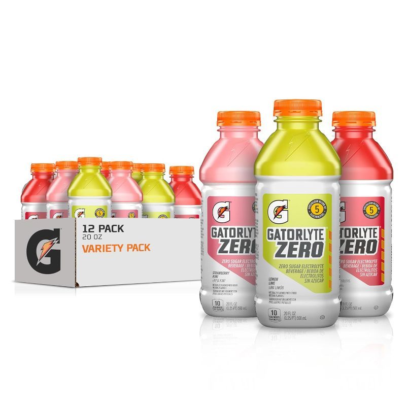 Photo 1 of Gatorlyte Zero Variety Pack, Zero Sugar Hydration, 20 Fl Oz (Pack of 12) exp 11/11/2024