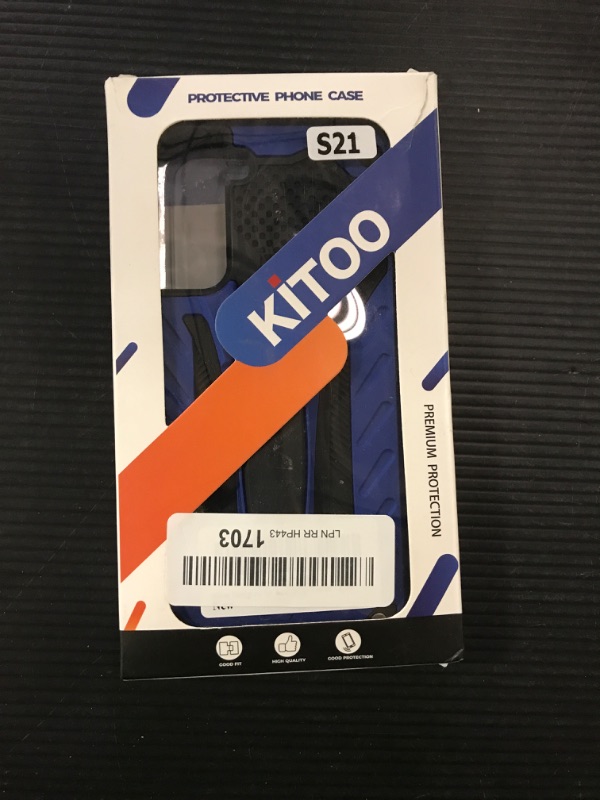 Photo 2 of Kitoo Defender Designed for Samsung Galaxy S21 5G Eco-Friendly Case with Kickstand, Military Grade Shockproof 12ft. Drop Tested - Blue