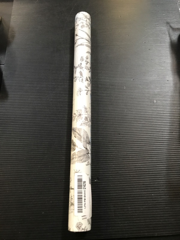 Photo 1 of Dimoon 78.7"x17.3" Delicate Embossed Floral Peel and Stick Wallpaper Flower White Black Contact Paper Thicken Waterproof Leaf Vintage Self Adhesive Wallpaper Removable Wall Paper Shelf Vinyl Roll