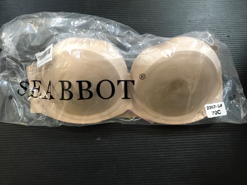 Photo 2 of SEA BBOT Push Up Strapless Bra for Women Anti-Slip Padded Multiway Bra Beige 32C