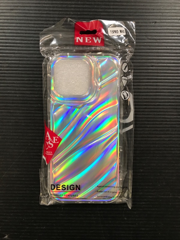 Photo 2 of MILANPUS Water Ripple Patten Compatible for iPhone 15 Pro Max Case Clear Glitter, 6.7“