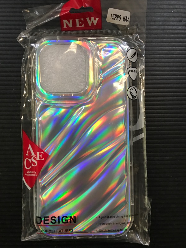 Photo 2 of MILANPUS Water Ripple Patten Compatible for iPhone 15 Pro Max Case Clear Glitter, 6.7“