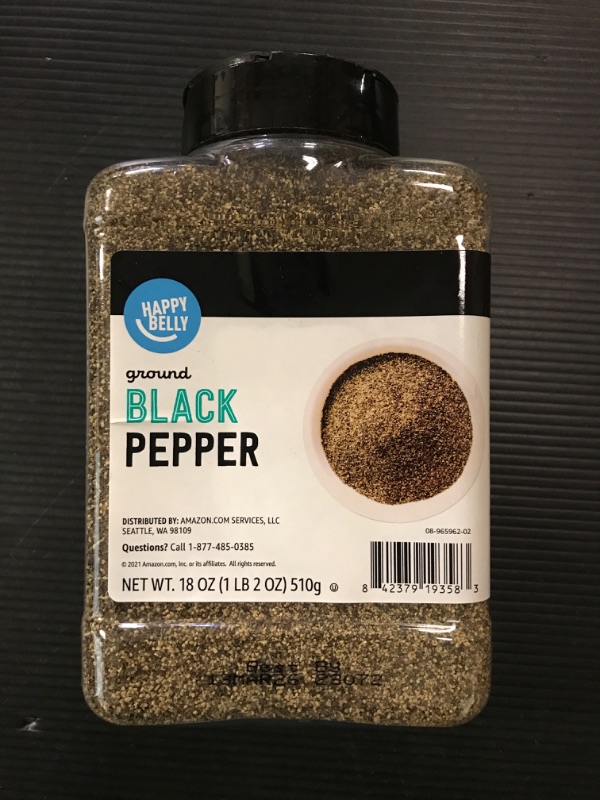 Photo 2 of Amazon Brand - Happy Belly Black Pepper, Coarse Ground, 18 oz
Exp 13 Mar 26