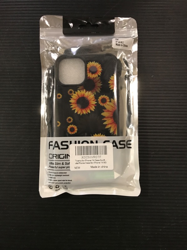 Photo 2 of Tnarru for iPhone 14 Case Sunflower B Pattern Hard PC Back and Soft TPU Sides Non-Slip Slim Thin Scratchproof Shockproof Protective Cute Phone Case for iPhone 14 5G