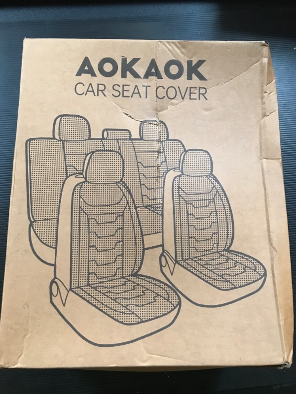 Photo 3 of AOKAOK 3D Air-Mesh Car Seat Covers Full Set, Breathable and Split Bench Compatible Seat Covers for Cars, Universal Car Interior Covers for Most Cars Sedan Truck SUV(Black/Gray)