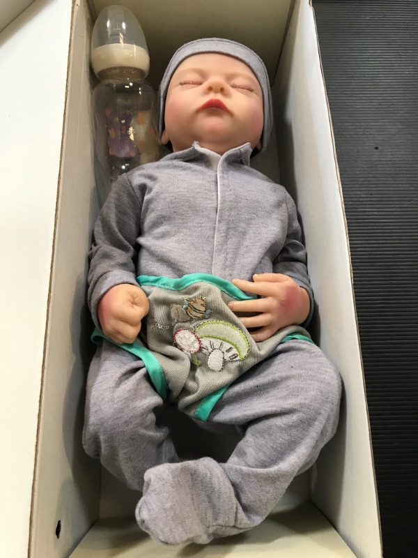 Photo 2 of JIZHI Lifelike Reborn Baby Dolls Noah - 17 Inch Realistic Newborn Baby Dolls Anatomically Correct Real Life Baby Dolls Full Vinyl Body Poseable Baby Boy with Feeding Kit Gift Box for Children 3+