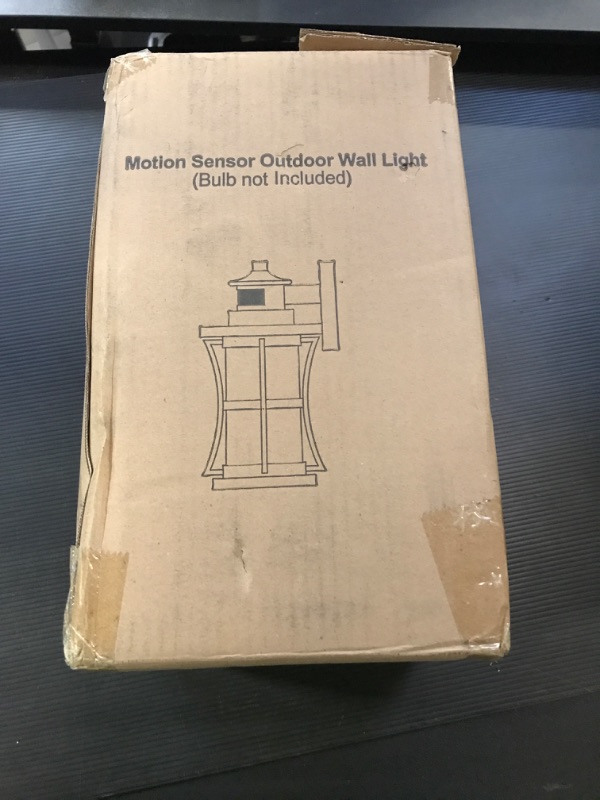 Photo 2 of Motion Sensor Outdoor Wall Lights Fixture, Advanced Dusk to Dawn Exterior Lighting, Outside Light for House, Garage, Anti-Rust Waterproof Front Porch Lanterns Fixtures Wall Mount, Seeded Glass, Black