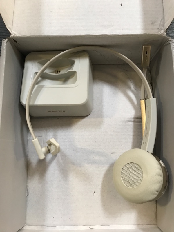 Photo 1 of USED Wireless Headset with Microphone,Trucker Bluetooth Headset V5.2 with AI Noise Canceling Mic&USB Dongle, Wireless Headphones with Charging Base and Mute Function for Computer/Phone/Office/Skype