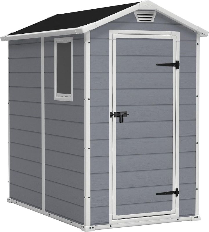 Photo 1 of Keter Manor Outdoor Plastic Garden Storage Shed, Grey, 6 x 4 ft
