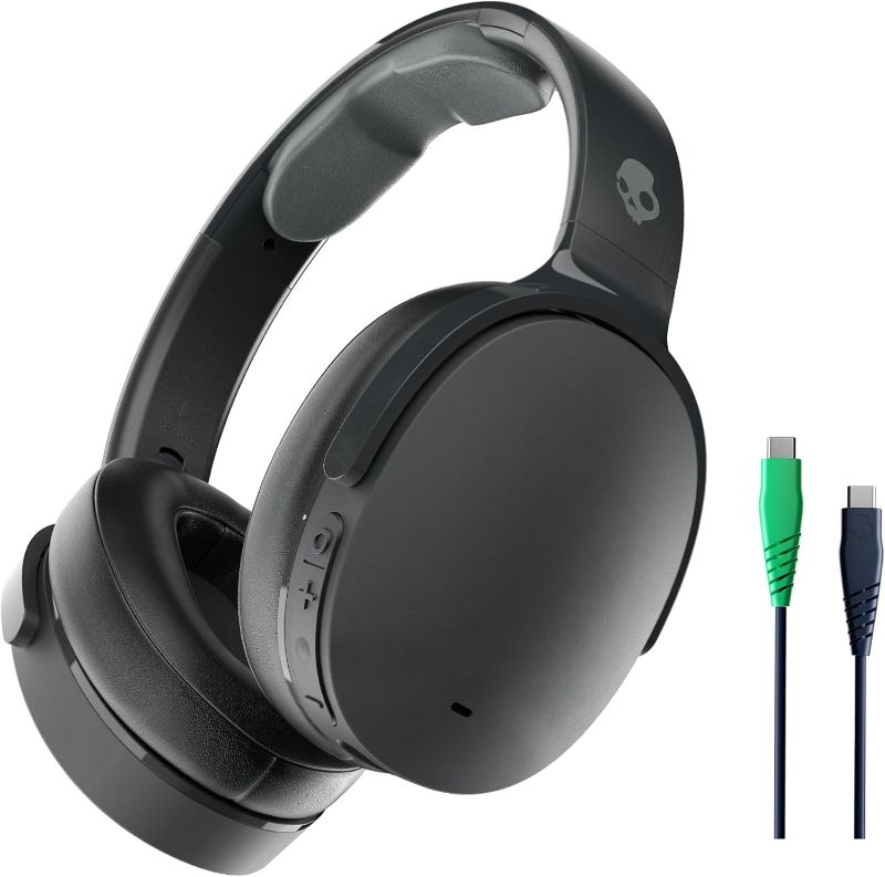 Photo 1 of Skullcandy Hesh ANC Over-Ear Noise Cancelling Wireless Headphones with Charging Cable, 22 Hr Battery, Microphone, Works with iPhone Android and Bluetooth Devices - True Black
