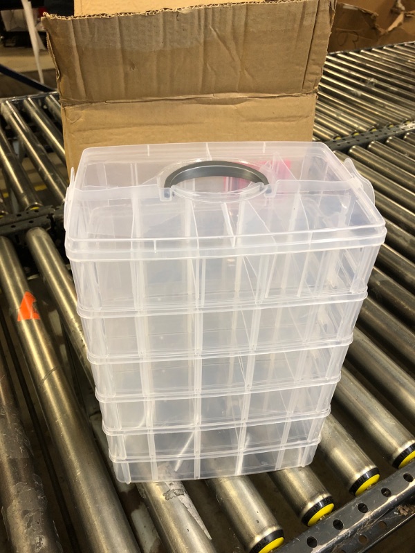 Photo 1 of Sooyee 6-Tier Stackable Craft Organizers and Storage Box with 60 Compartments,Plastic for Toys,Dolls, Arts and Craft, Fuse Beads, Washi Tape, Rock Collection, Ribbons,Clear