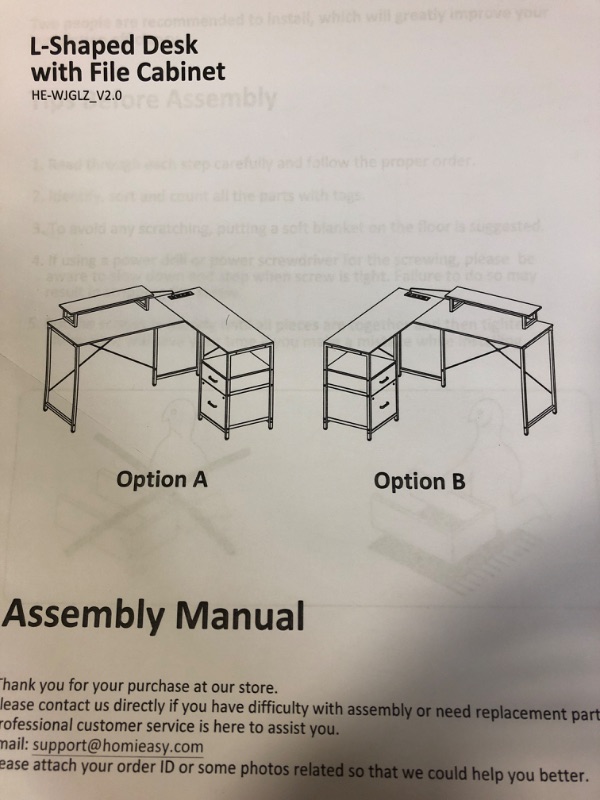 Photo 3 of Homieasy L Shaped Computer Desk with Storage File Drawer