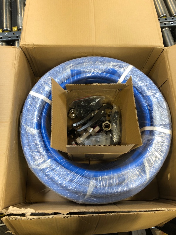 Photo 1 of Howaoo Compressed Air Line Kit 3/4" x 100ft, Shop/Garage HDPE-Aluminum Air Line Kit for Connect Air Compressor, Compressed Air Piping System Install Kit Leak-Proof & Easy to Install