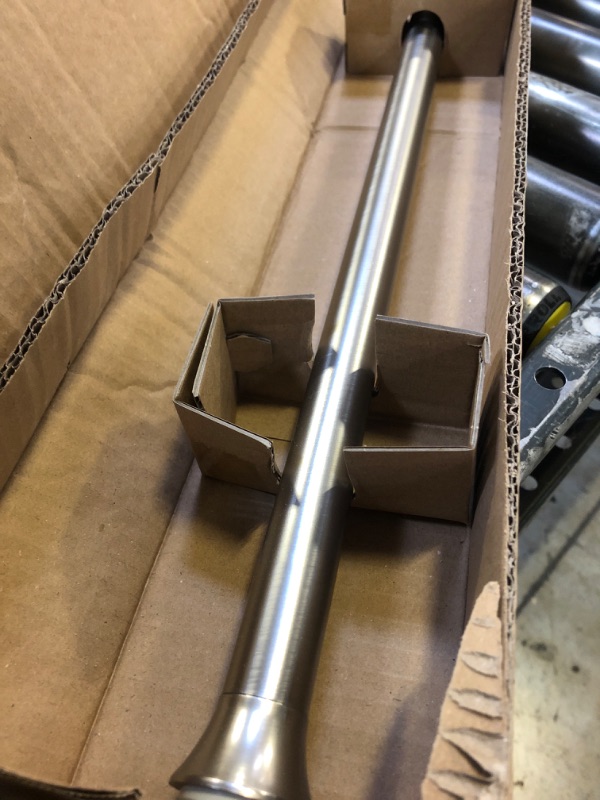 Photo 1 of Amazon Basics Tension Curtain Rod, Adjustable 24-36" Width - Nickel, Classic Finial, 7 Pound Weight Capacity
