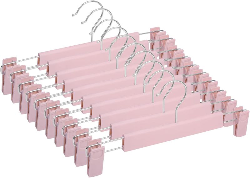 Photo 1 of Pants Hangers with Clips Skirt Hangers for Women Plastic Clip Hangers for Pants Clothes Hangers (30pack, Pink)
