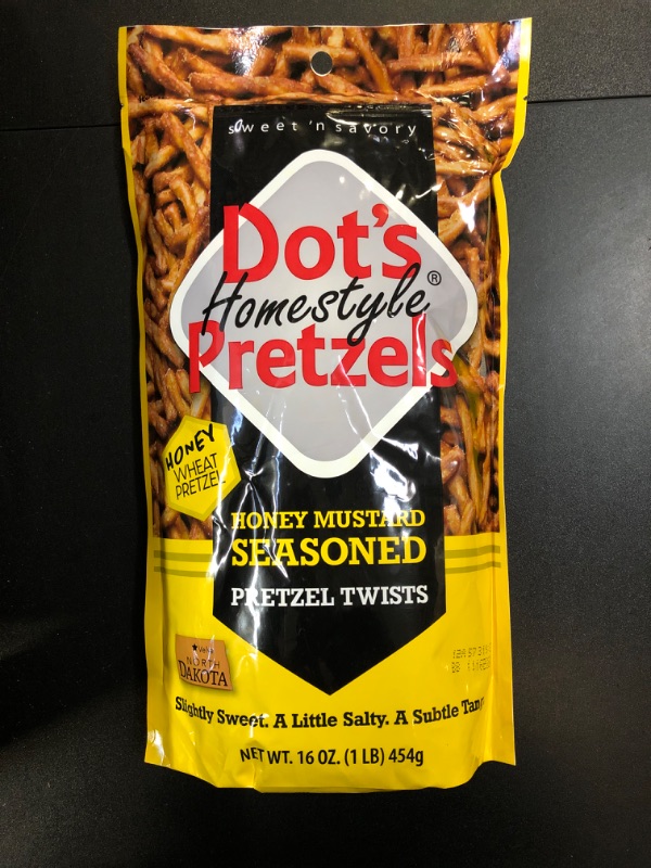 Photo 3 of Dot's Pretzels Honey Mustard Seasoned Pretzel Twists, Healthy Kids Snacks, 16oz Grocery Sized Bag Honey-Mustard 1 Pound (Pack of 1) (BB 11/16/2024)