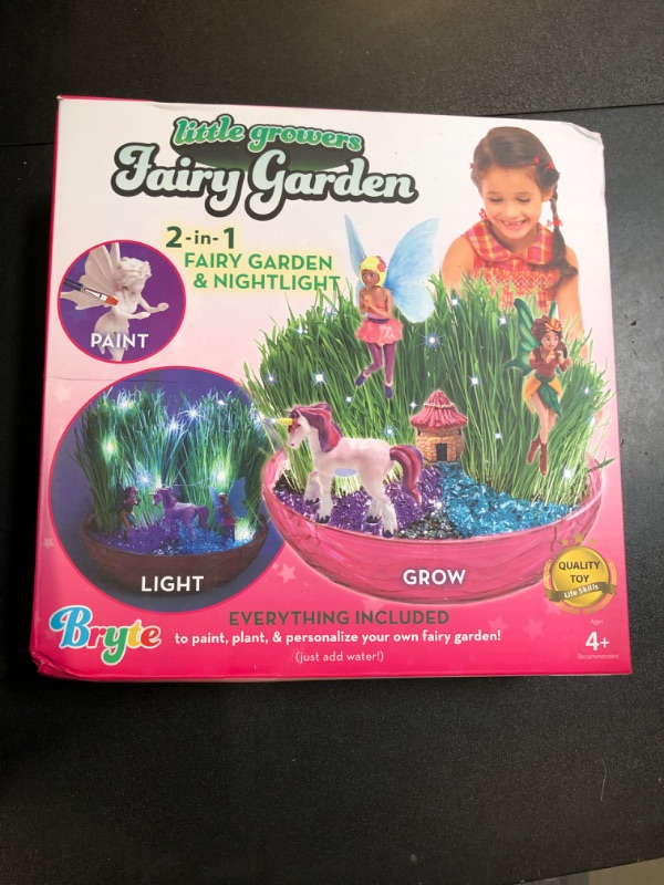 Photo 2 of Little Growers Fairy Garden Craft Kit with Enchanted Unicorn and Light-Up Fairy Lights - Paint