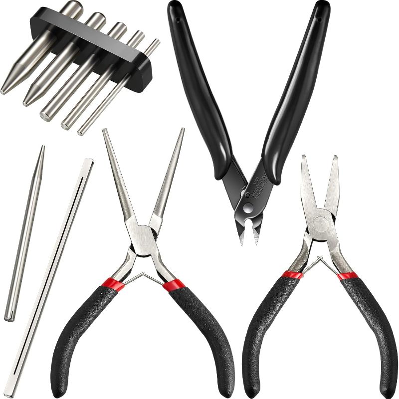 Photo 1 of 10 Pieces Metal DIY Model Tool Sets Tab Edge Cylinder Cone Shape Bending Assist Tools and Nozzle Pliers Flat Nose Pliers Needle Nose Pliers for 3D Metal Jigsaw Puzzles Assembly
