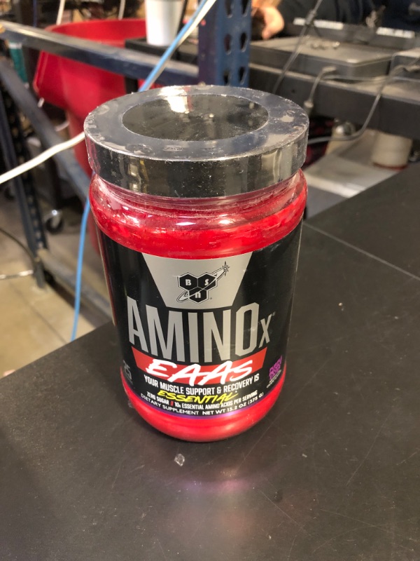 Photo 2 of BSN Amino X EAAs, Muscle Recovery & Endurance, 10g Essential Amino Acids, 5g BCAAs, Zero Sugar, Caffeine Free, Purple People Eater, 13.2oz, 25 Servings EXP 5/2024