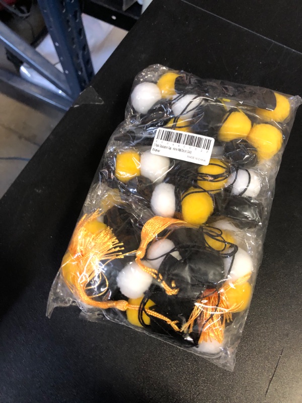 Photo 1 of 3 Pack Graduation Cap Felt Ball Garland 2024 Grad Felt Banner Decor Graduation Pom Pom Garlands Balls Garlands 3D Graduation Hat Felt Hanging Ornaments for Graduation Party Home Wall Decor (Gold)