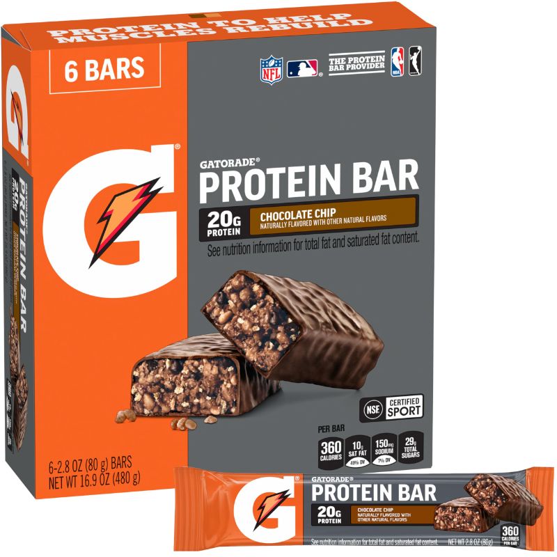 Photo 1 of Gatorade Whey Protein Recover Bars Chocolate Chip, 2.8 Oz, 6 Ct
EXP DEC 17 2024