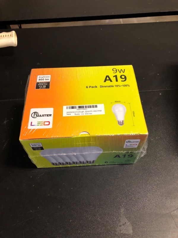 Photo 2 of JIANGSILING A19 LED Light Bulb, 60W Equivalent Light Bulbs, 9W 2700K Warm White, 800 Lumens, Dimmable LED Bulb, E26 Standard Base for Indoor and Outdoor, Energy Efficient ETL Listed, 6-Pack