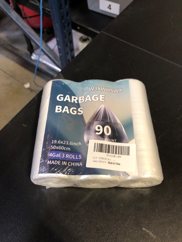 Photo 2 of 19.6"X23.6" Small Trash Bags 4 Gallon - 90 Count 4 Gallon Trash Bag, Bathroom Trash Bags Small Garbage Bags For Bathroom Trash Can, Unscented White 4 Gal Small Trash Can Linners