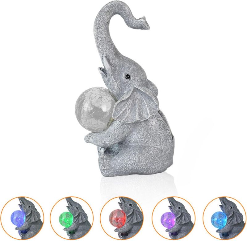 Photo 1 of XYRIS Decorative Elephant Statue Solar Garden Decor, Elephant Gifts for Women, Birthday Gifts for Women, Gifts for Mom Grandma Senior, Outdoor Elephant Decor Ornament for Balcony, Garden (Ball)
