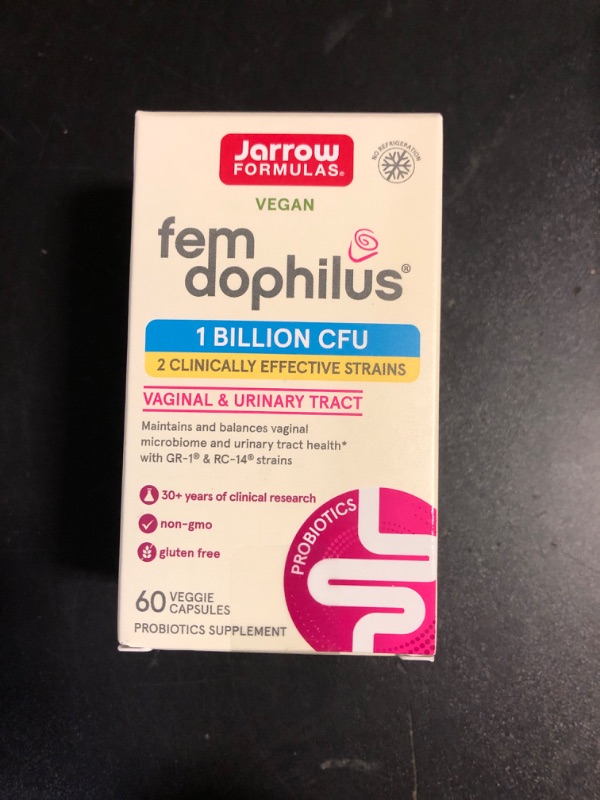 Photo 2 of Jarrow Formulas Fem-Dophilus Probiotics 1 Billion CFU With 2 Clinically Effective Strains, Dietary Supplement for Vaginal Health and Urinary Tract Health, 60 Veggie Capsules, 60 Day Supply Unflavored 60 Count (Pack of 1) EXP 11/2024