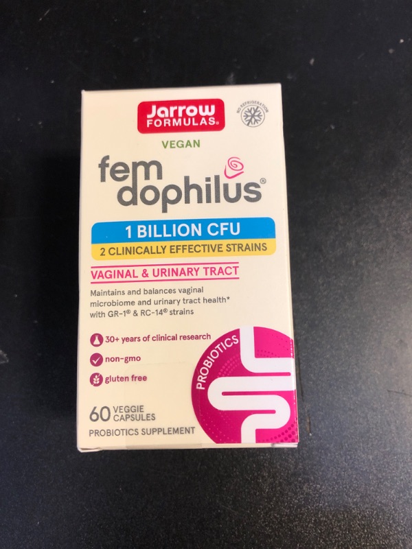 Photo 2 of Jarrow Formulas Fem-Dophilus Probiotics 1 Billion CFU With 2 Clinically Effective Strains, Dietary Supplement for Vaginal Health and Urinary Tract Health, 60 Veggie Capsules, 60 Day Supply Unflavored 60 Count (Pack of 1) EXP 11/2024