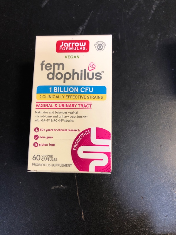 Photo 2 of Jarrow Formulas Fem-Dophilus Probiotics 1 Billion CFU With 2 Clinically Effective Strains, Dietary Supplement for Vaginal Health and Urinary Tract Health, 60 Veggie Capsules, 60 Day Supply Unflavored 60 Count (Pack of 1) EXP 11/2024