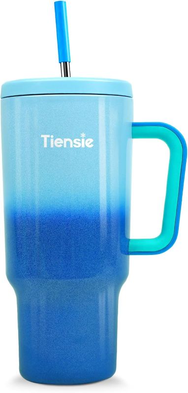 Photo 1 of 40 oz Tumbler with Handle and Straw Lid,stainless steel tumbler with handle,blue tumbler,Keeps Cold up to 34 Hours Hot for 10H
