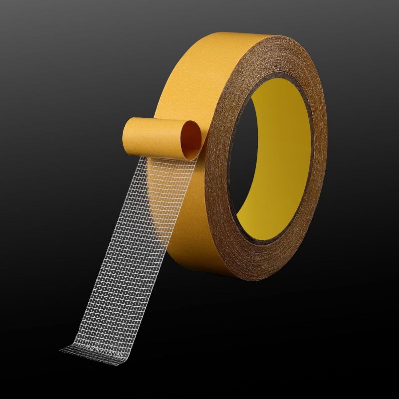 Photo 1 of Double Sided Tape Woodworking Tape Super Thin Strong Viscosity Fiber Mesh Mounting Tape 1.18 IN by 66 FT High Tack Two Sided Woodworking Tape Super Sticky Removable Residue Free Dual Sided Tape
