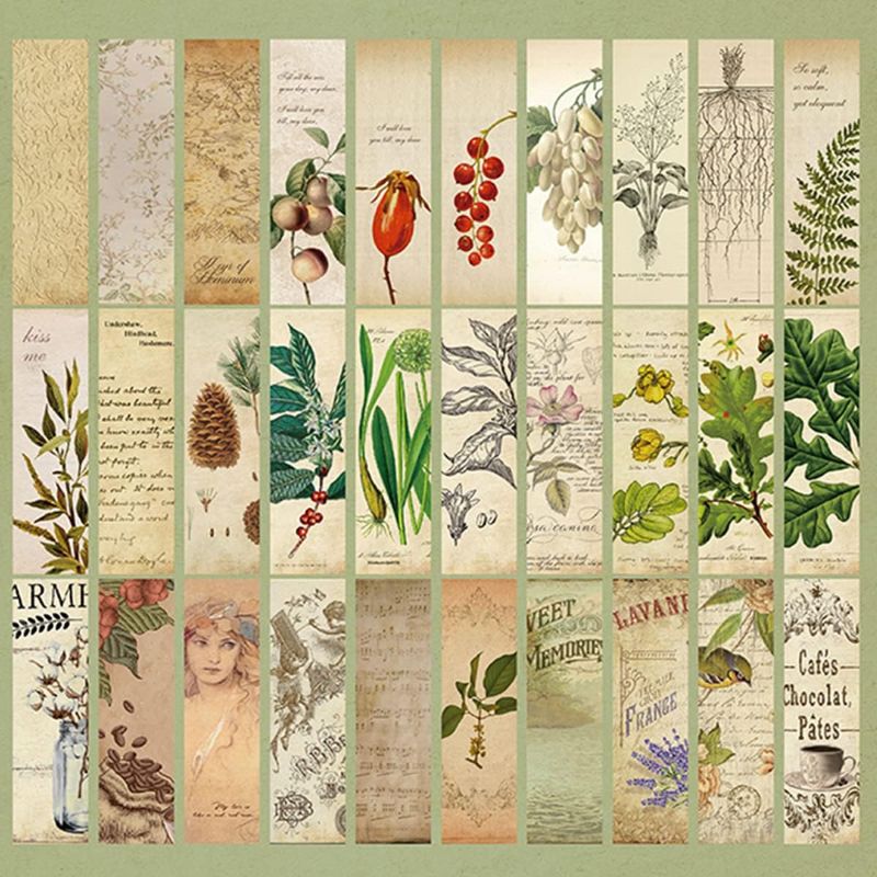 Photo 1 of 30 Pcs Vintage Deep Forest Book Marks,Sprout,Book Accessorie for Women Reading, Cute Pretty Paper Bookmarks
