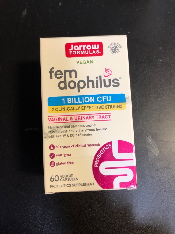 Photo 2 of Jarrow Formulas Fem-Dophilus Probiotics 1 Billion CFU With 2 Clinically Effective Strains, Dietary Supplement for Vaginal Health and Urinary Tract Health, 60 Veggie Capsules, 60 Day Supply Unflavored 60 Count (Pack of 1) EXP 11/2024