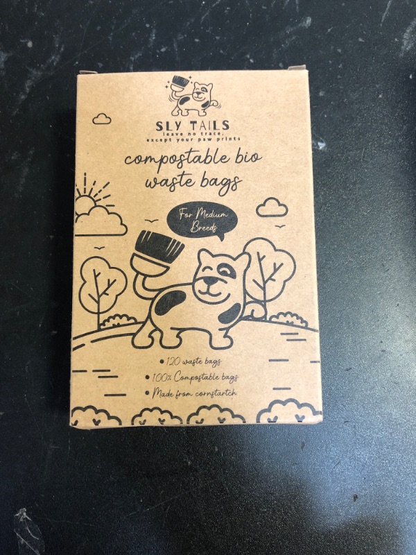 Photo 2 of SLY TAILS Compostable Dog Poop Bags Made to Fit Pooper Scooper Bag Compartment, Cornstarch Earth Friendly Dog Waste Bags, Eco Friendly, 120 Leak Proof Biodegradable Waste Bags per Package. 16x24cm.