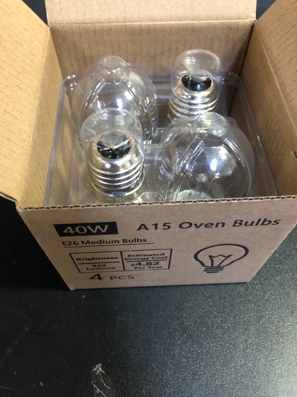 Photo 1 of 4 Pack A15 40W 120V Oven Bulbs with E26 Standard Medium Base, A15 Appliance Light Bulb for Refrigerators, Ovens and 16.3 Inches Lava Lamp