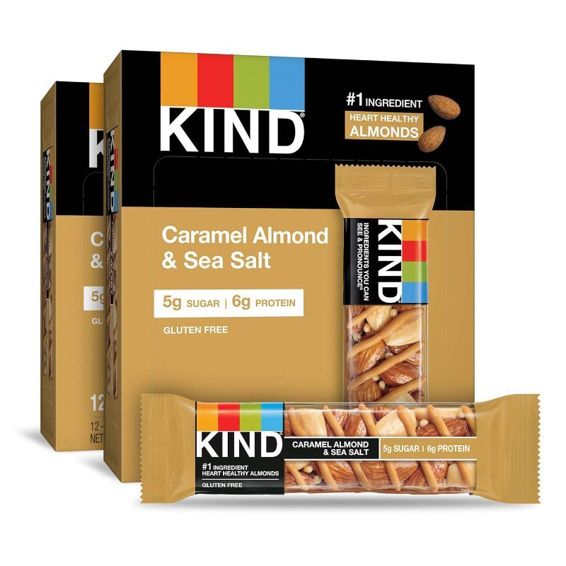 Photo 1 of KIND Bars, Caramel Almond & Sea Salt, Healthy Snacks, Gluten Free, Low Sugar, 6g Protein, 24 Count (BB 13JUL2025)