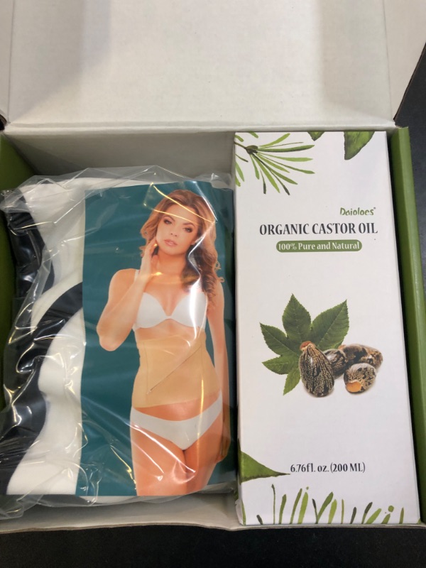 Photo 1 of Castor Oil Pack Wrap Cold Pressed Castor Oil Packs,Adjustable Washable Castor Oil Wrap for Liver Detox Thyroid Constipation,Organic Castor Oil Glass Bottle Anti Oil Leak(Castor Oil Included)