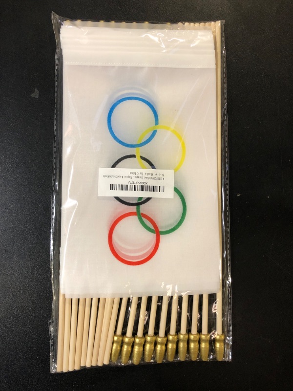 Photo 2 of WEITBF 20Pack Small Olympic Games Flag Decorations Handheld Mini Olympic Rings Flags on Wood Stick 5x8 Inch