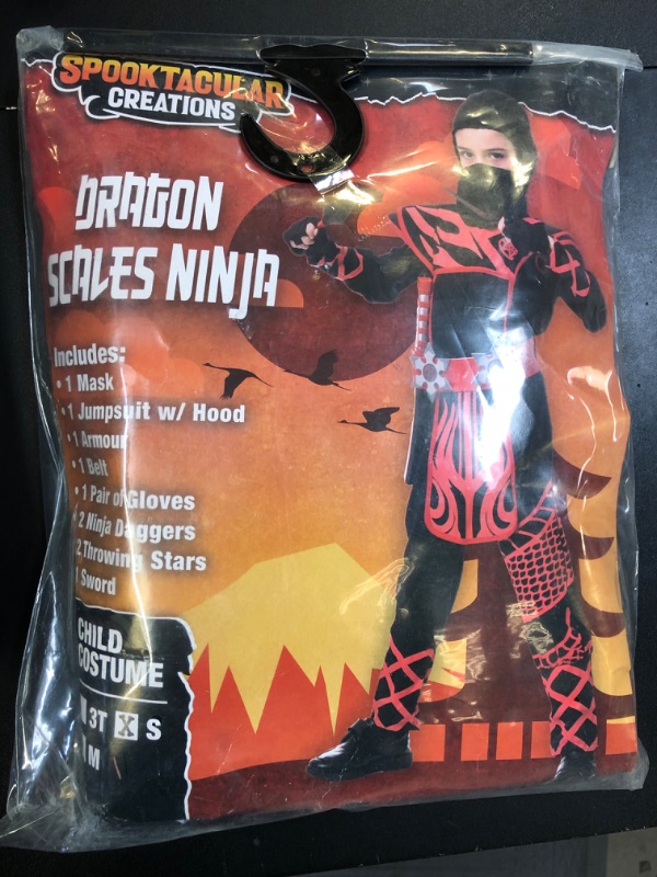 Photo 2 of Spooktacular Creations Boys Ninja Costume, Dragon Scales Ninja Costume for Kids Toddler Halloween Costume Parties, Ninja Themed Parties, Red Black (Small (5-7yr))