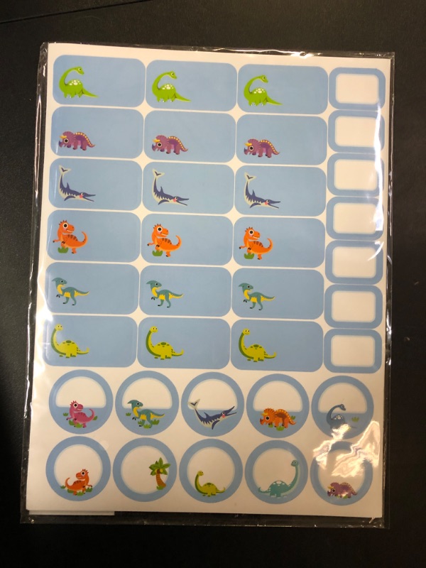 Photo 2 of Pcs Name Tag Stickers, Dinosaur Name Tag Labels with Strong Adhesion, Colorful Blank Name Stickers for School Office Home Clothes Mailing & Storage Boxes(Blue)