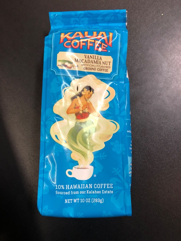 Photo 3 of Kauai Hawaiian Ground Coffee, Vanilla Macadamia Nut Flavor - Gourmet Arabica Coffee From Hawaii's Largest Grower, Smooth, Delicious Flavor and Amazing Aroma - 10 Ounce Vanilla Macadamia Nut 10 Ounce (Pack of 1) (BB 07/15/25)