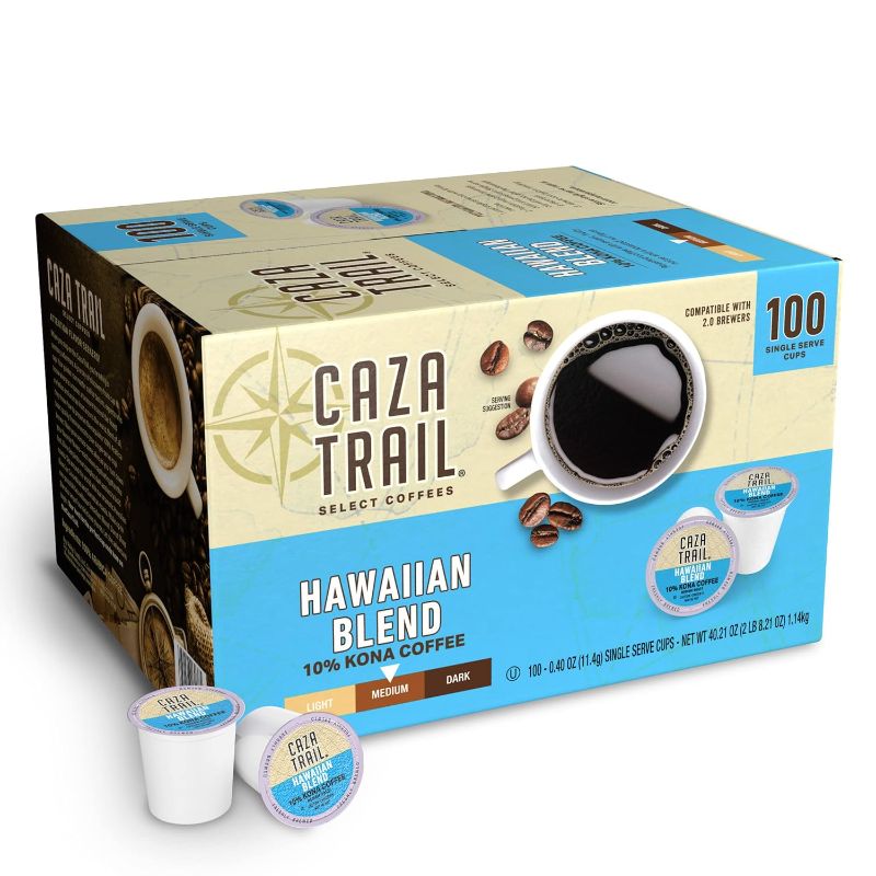 Photo 1 of Caza Trail Coffee, Hawaiin Blend, 100 Single Serve Cups (BB 11DEC24)
