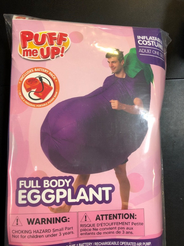 Photo 2 of Spooktacular Creations Adults Inflatable Costumes, Purple Eggplant Blow Up Costumes, Funny Food Halloween Inflatable Suits for Halloween Cosplay Themed Parties