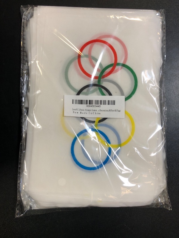 Photo 2 of LoveVC 2 Packs Olympic Games Flag Banner String Olympic Rings Small Mini Hanging Flags Decorations,66 Feet 60 Flags