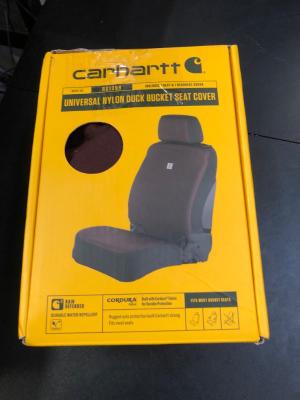 Photo 3 of Carhartt Universal Nylon Duck Canvas Fitted Bucket Seat Covers, Durable Seat Protection with Rain Defender, Port