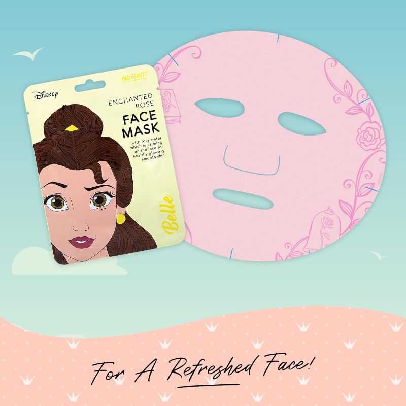 Photo 2 of 3 Pack Enchanted Rose Mad Beauty Disney Princess Belle Sheet Face Mask Hydrates & Moisturizes Dry Skin  